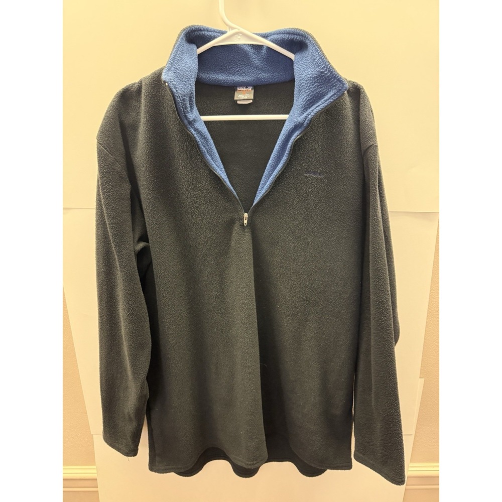 Vintage Patagonia Capilene Quarter Zip Fleece Pullover Black Mens XL Made in USA